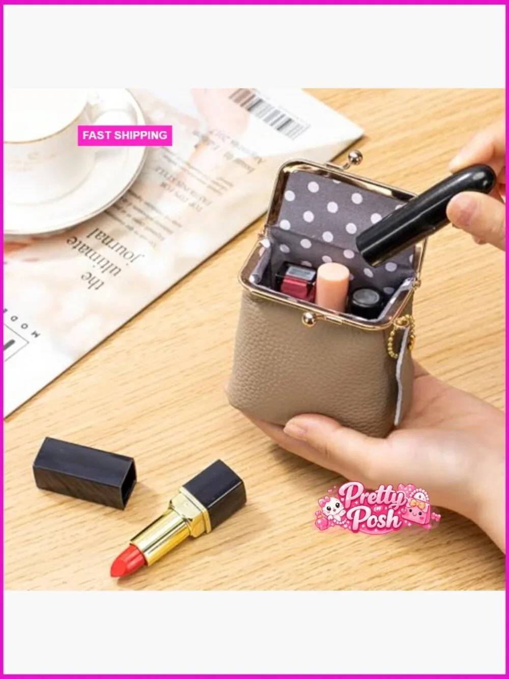 Genuine Leather Mini Jewelry Box with Kiss Lock, Portable Travel Organizer